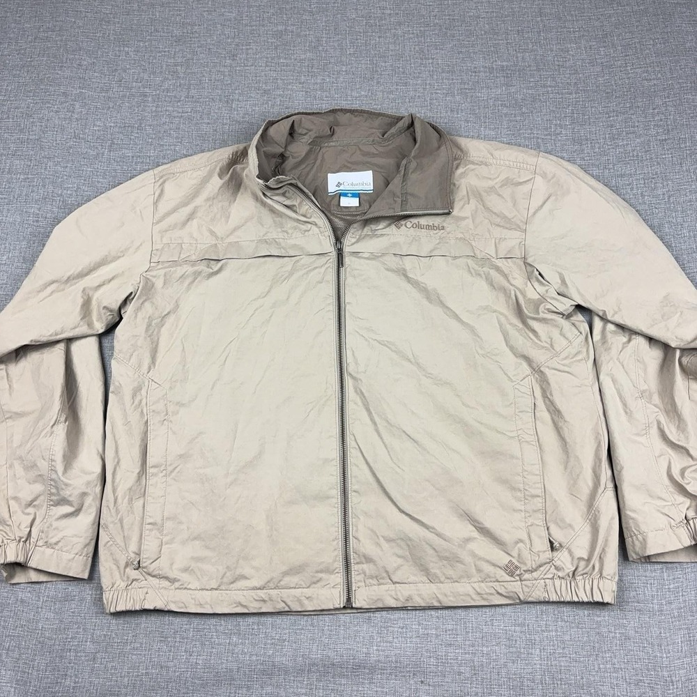 Columbia Jacket Mens XL Khaki Lightweight Mesh Lined Windbreaker Outdoor